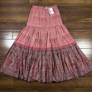 Ro's Garden Womens Size Large Frilly‎ Baltistan A-Line Flounce Maxi Skirt Tiered